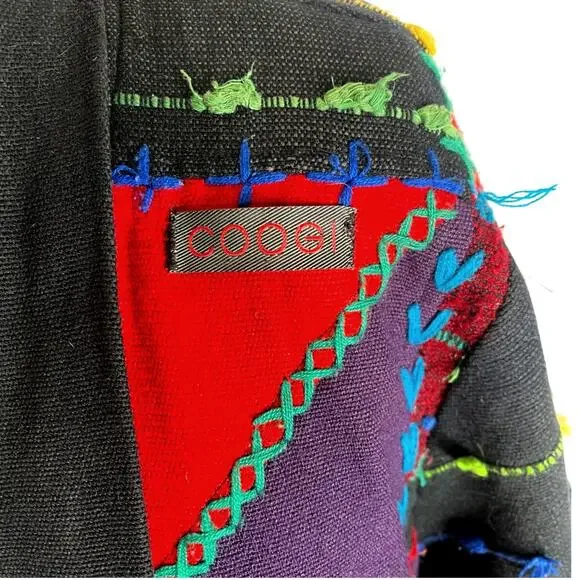 RARE! Vintage 90s COOGI Mens S Woven 3D Sweater Coat Long Duster Cardigan Black - Picture 6 of 16